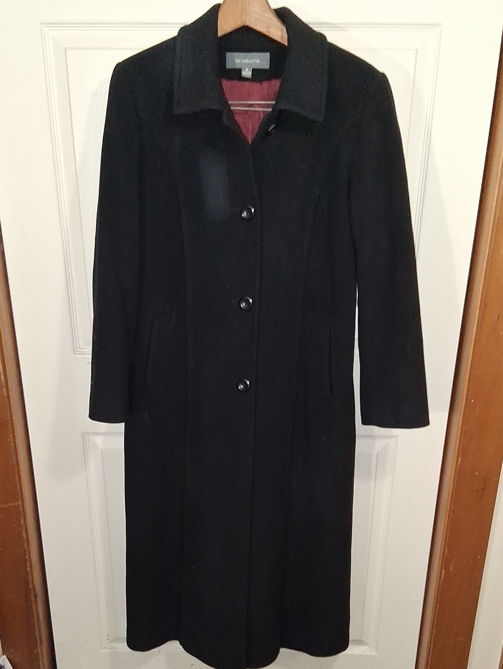 Vintage Liz Claiborne Full Length Wool Cashmere Blend Overcoat - 14 - Black